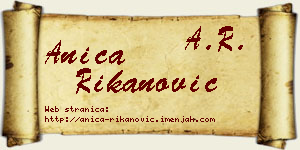 Anica Rikanović vizit kartica